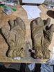 Original unedited palm photograph showing used condition, surplus ink marking, wrist clips and label.