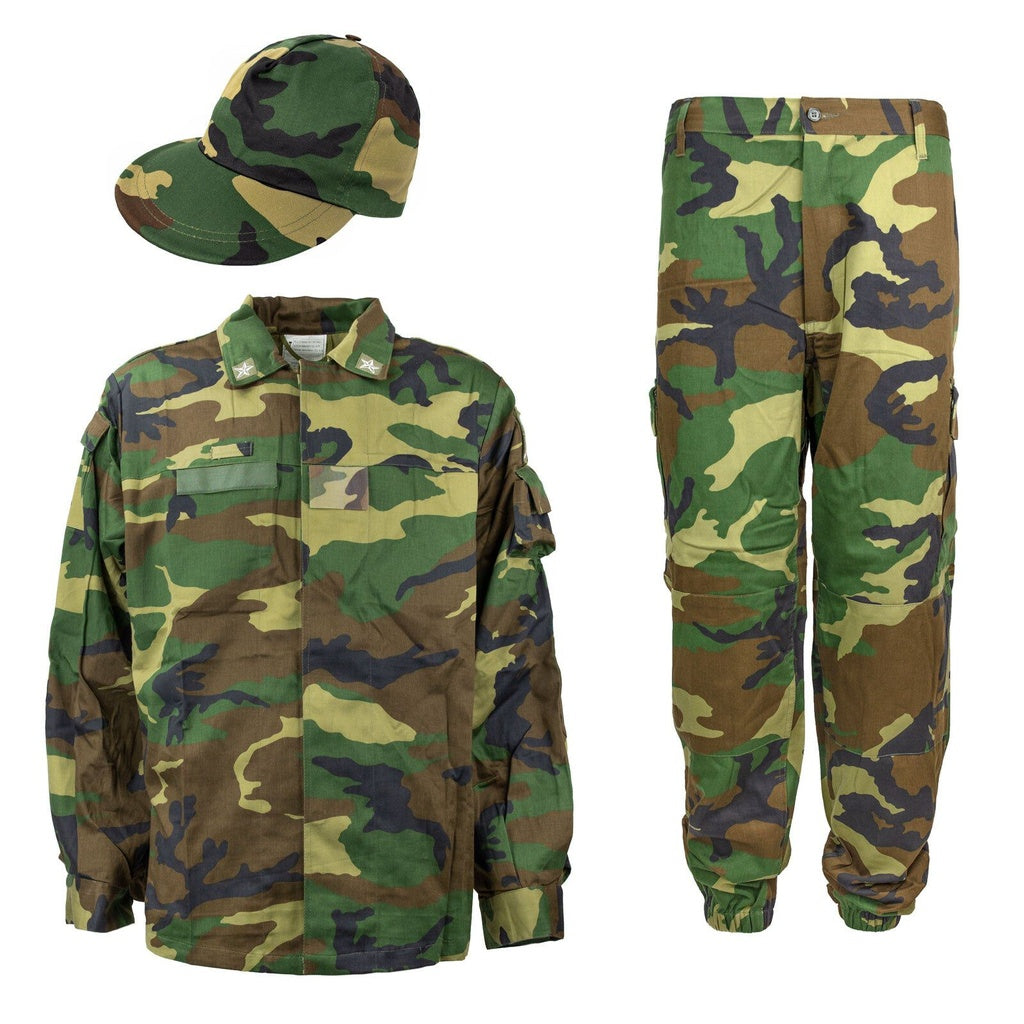 Optional Italian woodland uniform in XL Long with shirt, trousers and cap; add-on to LC-2 web gear