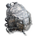 Camouflage backpack with 'US' logo on a white background