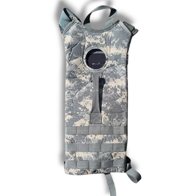 Camouflage hydration vest on a white background