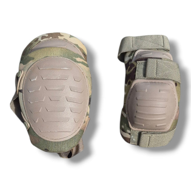 Camouflage knee pads on a white background