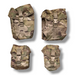 Four multicam military pouches on a white background