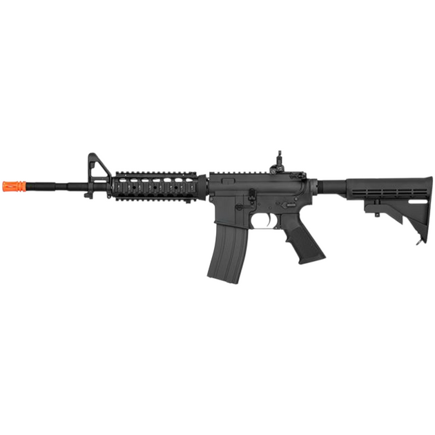 MWS Black rifle with orange tip on a white background