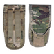 Two camouflage tactical knife sheaths on a white background