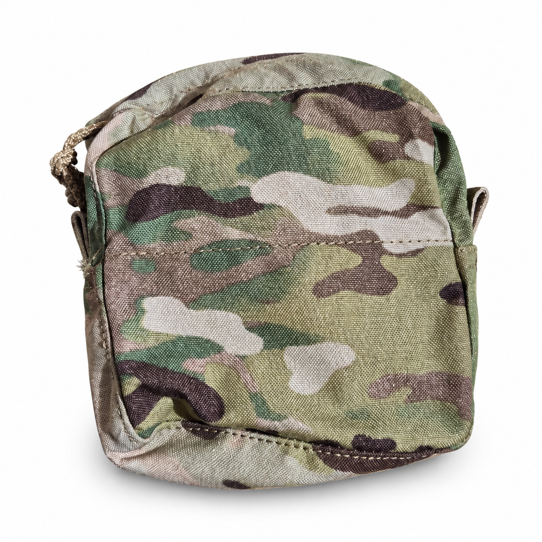 Used Persistent Systems Dual PTT System camouflage pouch, empty, front view