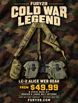 Fury28 Cold War Legend flyer: six-piece USGI LC-2 ALICE web gear base kit from $49.99, Medium or Large belt options, against woodland camouflage.