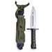 Phrobis III M9 bayonet and olive-drab scabbard with pouch and belt hanger, opposite blade face.
