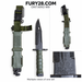 Fury28 collage showing multiple views of one Ontario M9 bayonet and scabbard set, plus its maker marking.