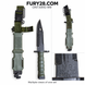 Fury28 collage showing multiple views of one Ontario M9 bayonet and scabbard set, plus its maker marking.
