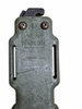 Embossed Ontario Knife Co. scabbard marking and visible surface scratches.