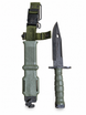 Complete Ontario M9 bayonet and olive-drab scabbard shown side by side.