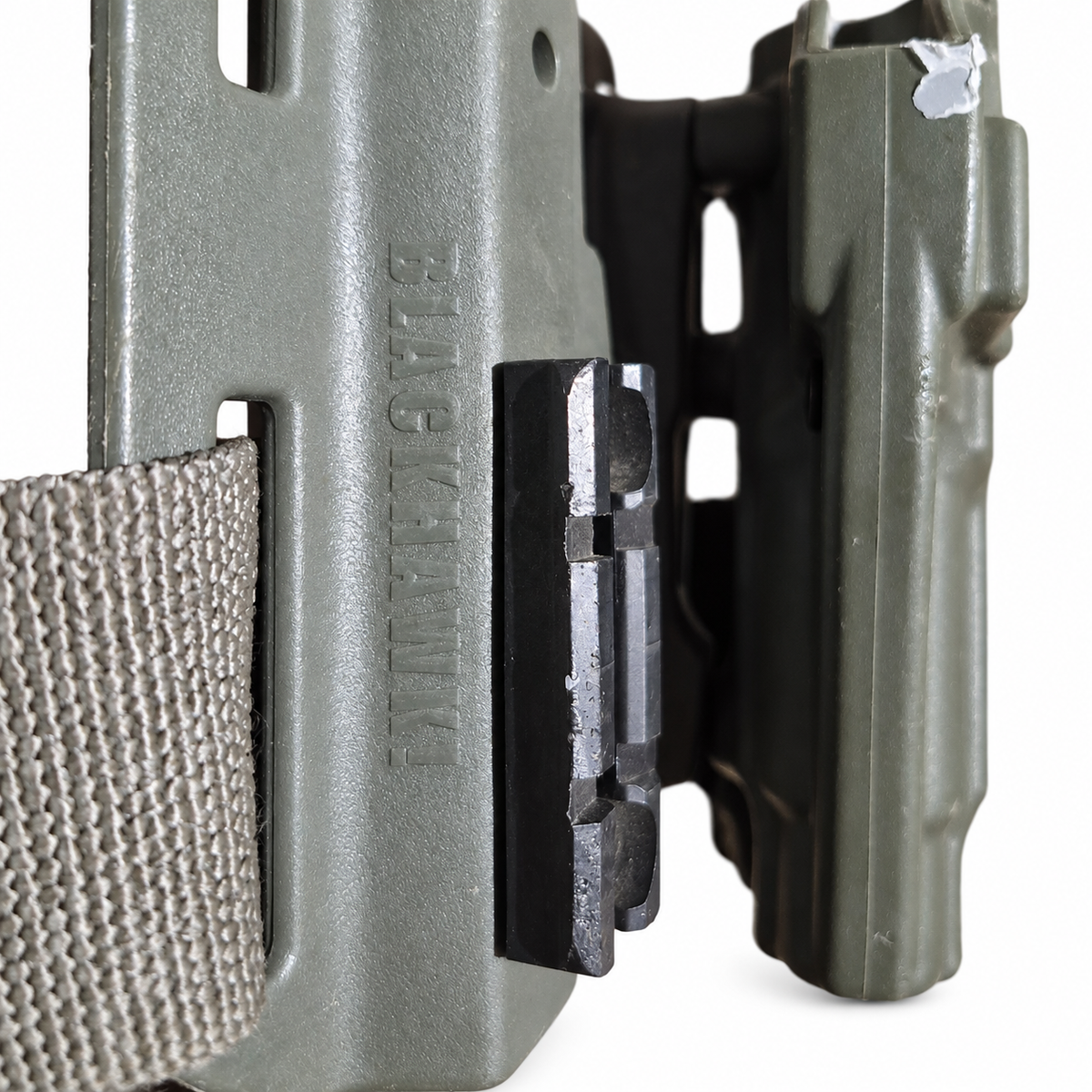 BLACKHAWK platform marking and accessory mounting rail close-up.