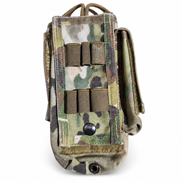Used Paraclete PCHC03D MultiCam MBITR radio pouch front with elastic loops and side pocket