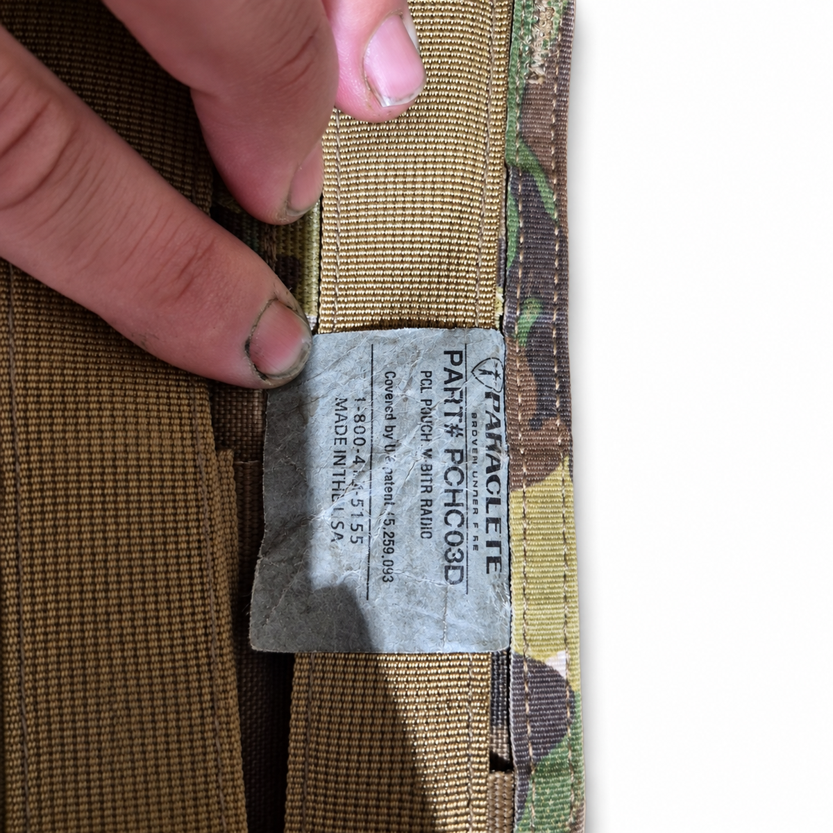 Original Paraclete label closeup showing PCHC03D model and Made in USA marking