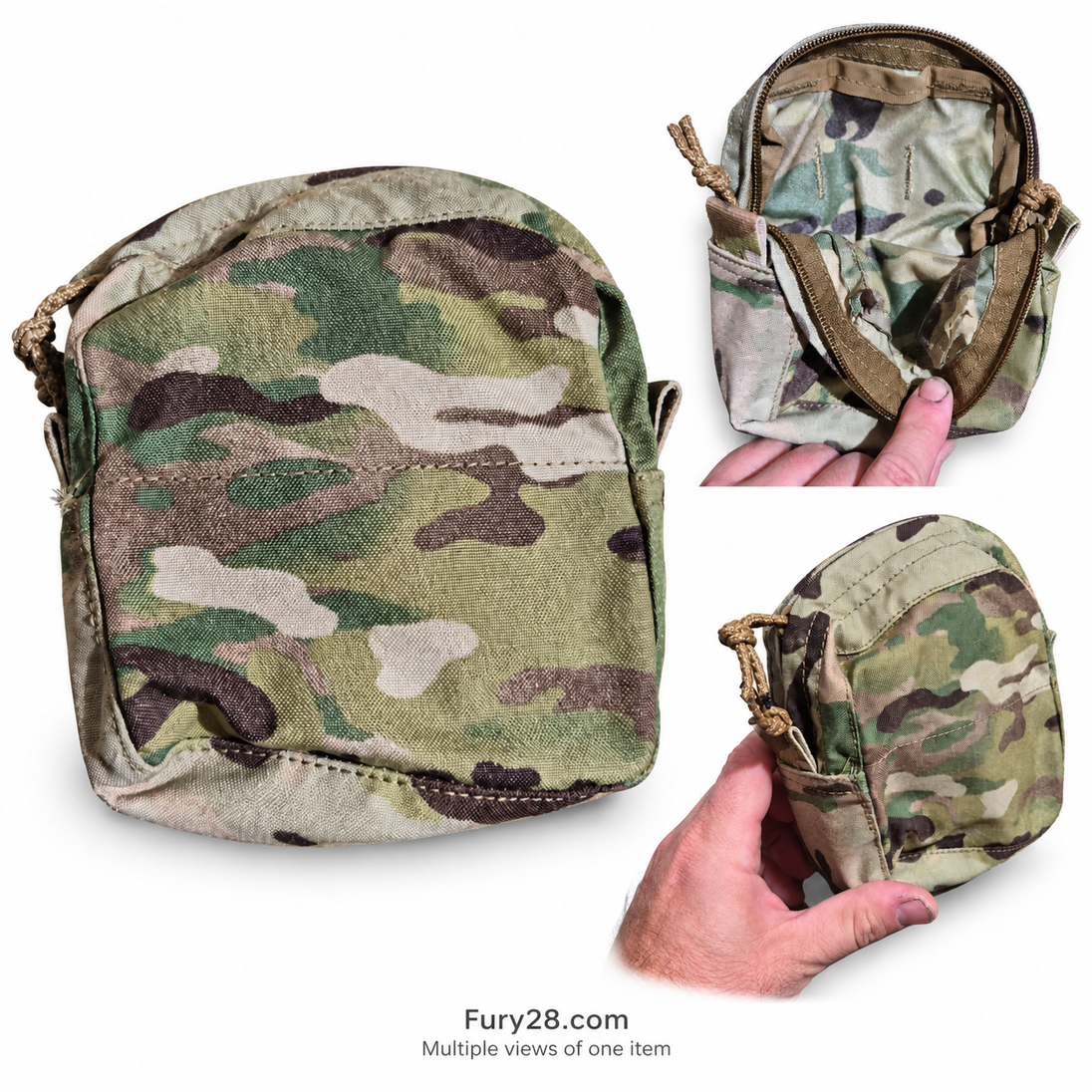 Three views of one empty Persistent Systems Dual PTT System pouch: front, interior and front angle