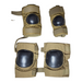 Optional coyote-brown set with black caps: two knee pads and two elbow pads; included only with the coyote pad option