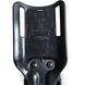 Safariland belt-loop mount closeup showing branding and used surface wear