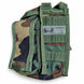 Left-side Safariland woodland ELCS pouch with original label detail and rear attachment webbing